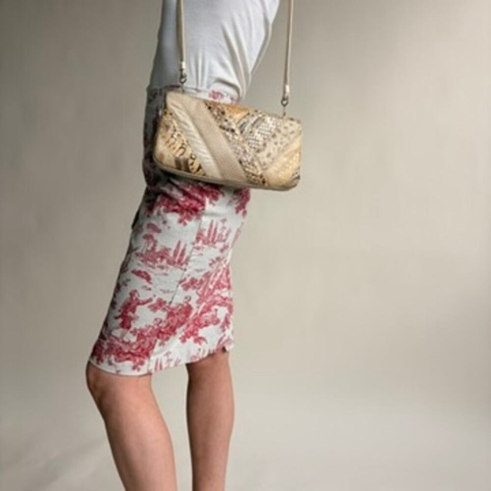 NYC Design Co Red Toile Pencil Skirt - Stretchy Cotton, 90s Vintage, Size 4 - Picture 6 of 8